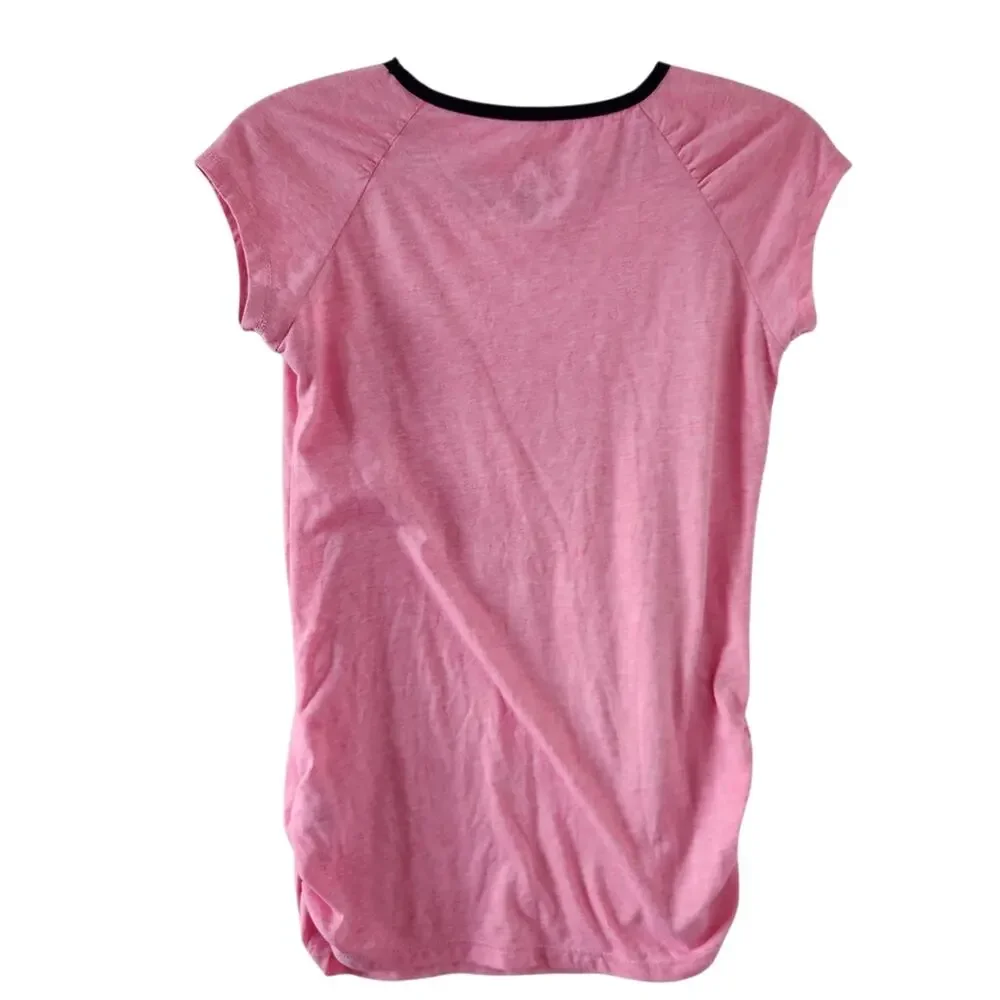 Nike Kids  Pink Short Sleeve Tee Large Black Trim Athletic Running Soccer Gym
